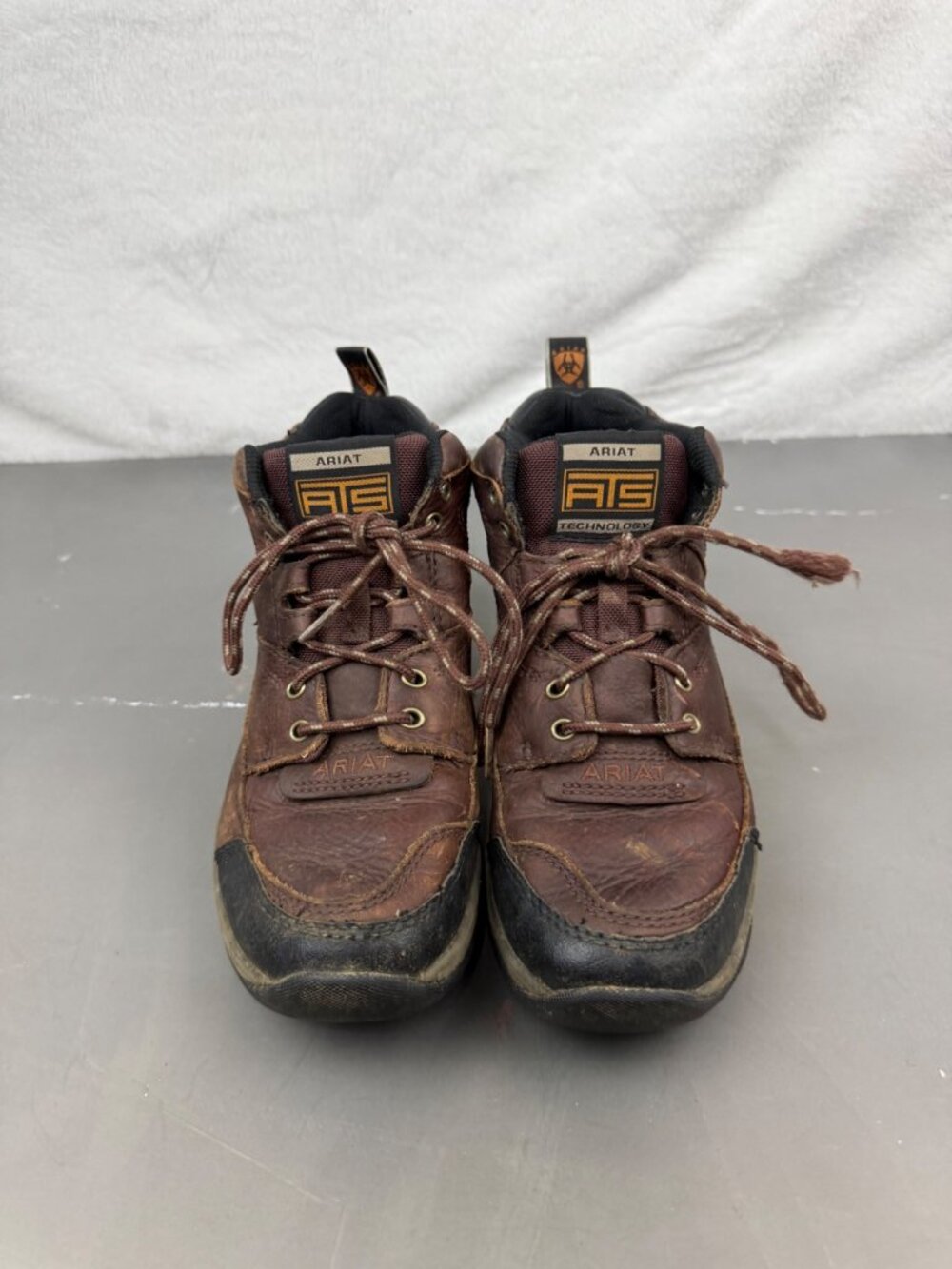 Ariat ATS Leather Waterproof Lace-Up Work Boots US 7.5 B Mens Brown Comfortable